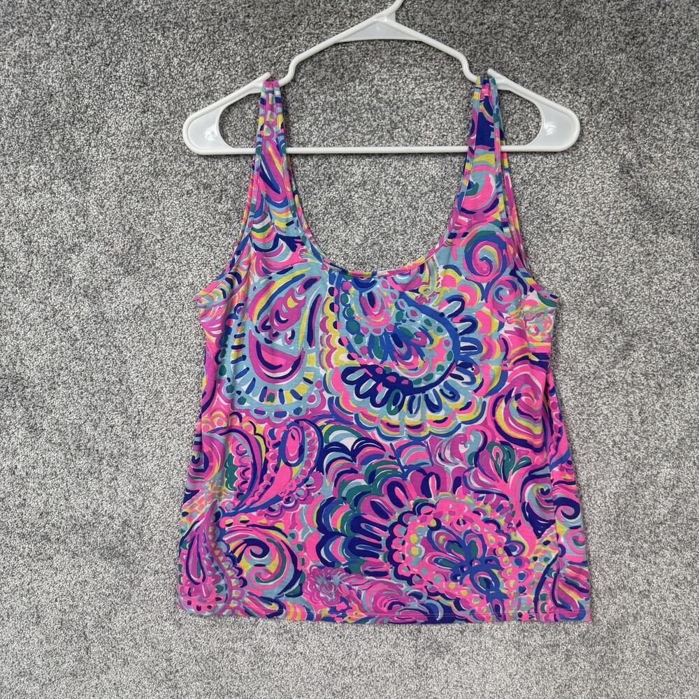 Lilly Pulitzer Tank Top S Paisley Resort Preppy Coastal Tropical Palm Beach